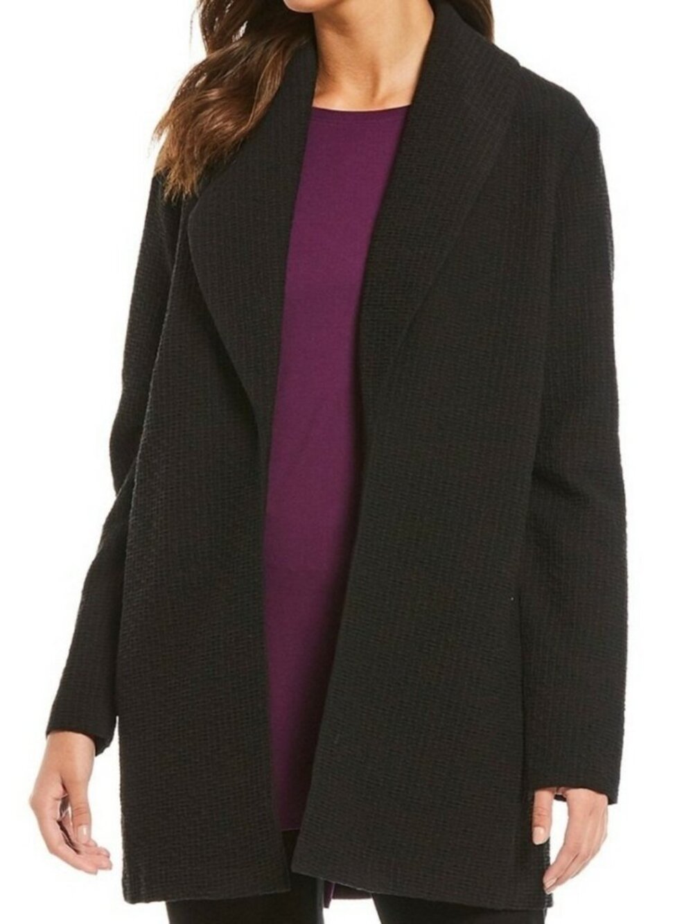 Eileen Fisher Women's Tencel Stretch Basket Textured Jacket Sweater Size Medium